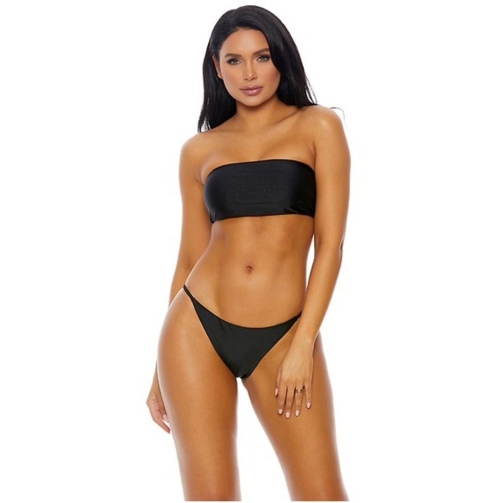 Black Bandeau Bikini with String Bikini #1565 - Picture 1 of 4